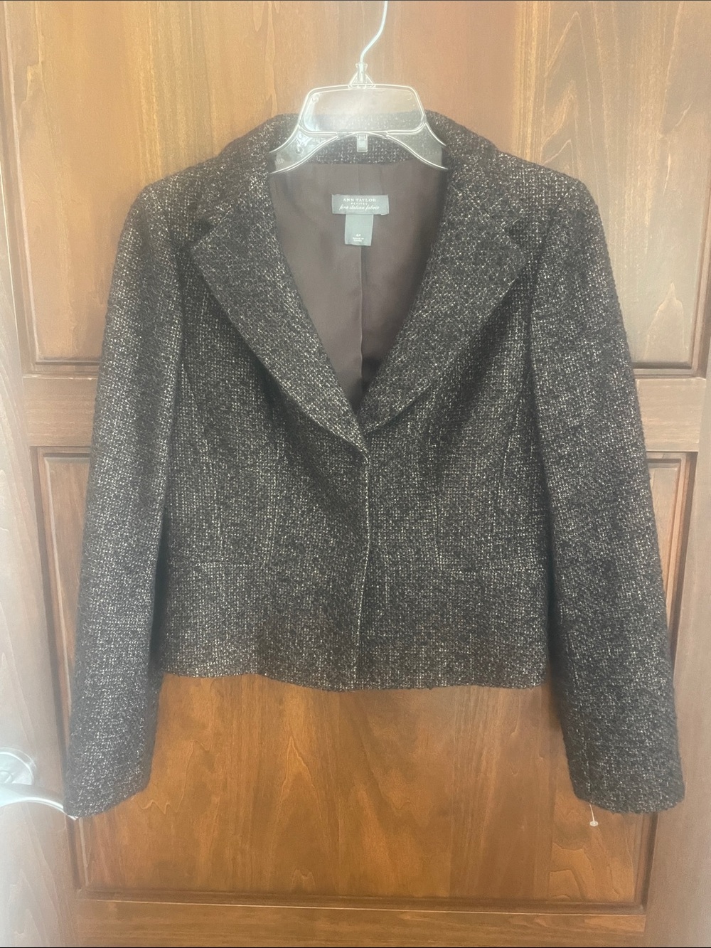 Ann Taylor Black and Gray Tweed Blazer Jacket